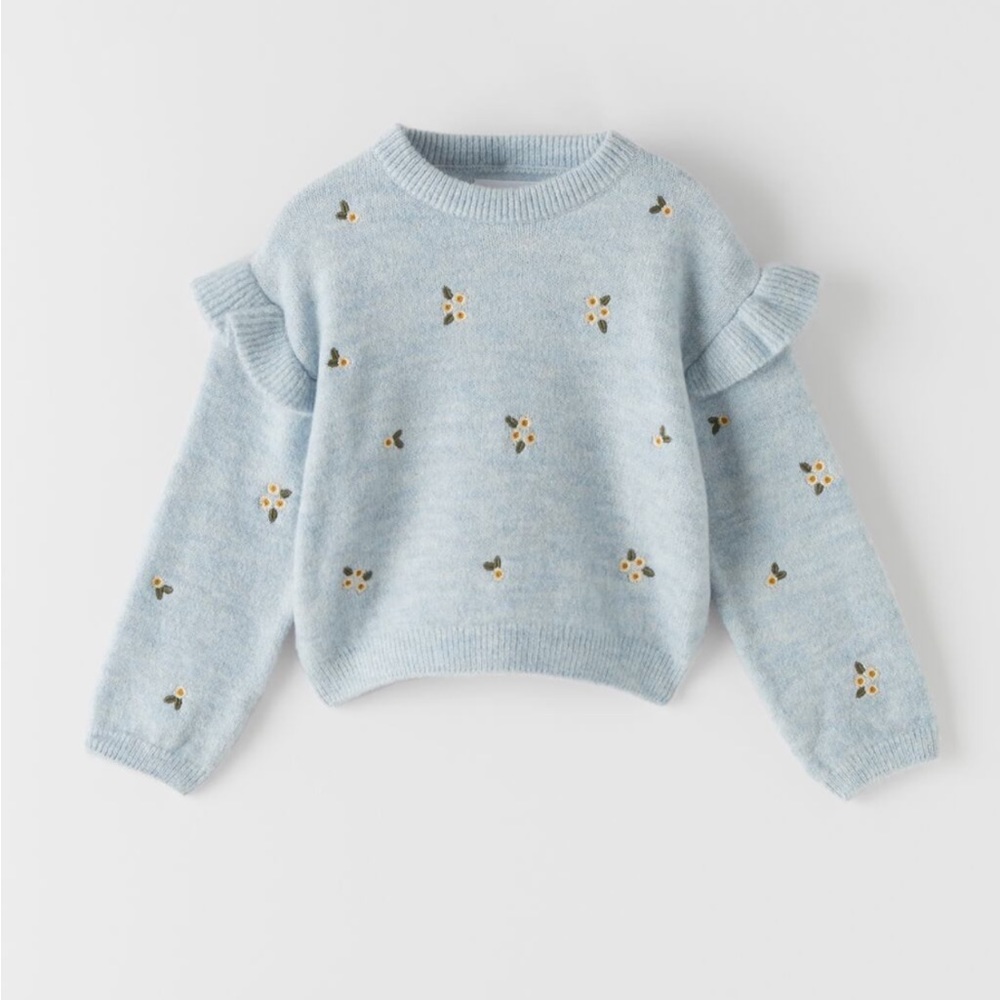 Zara floral embroidery knit sweater